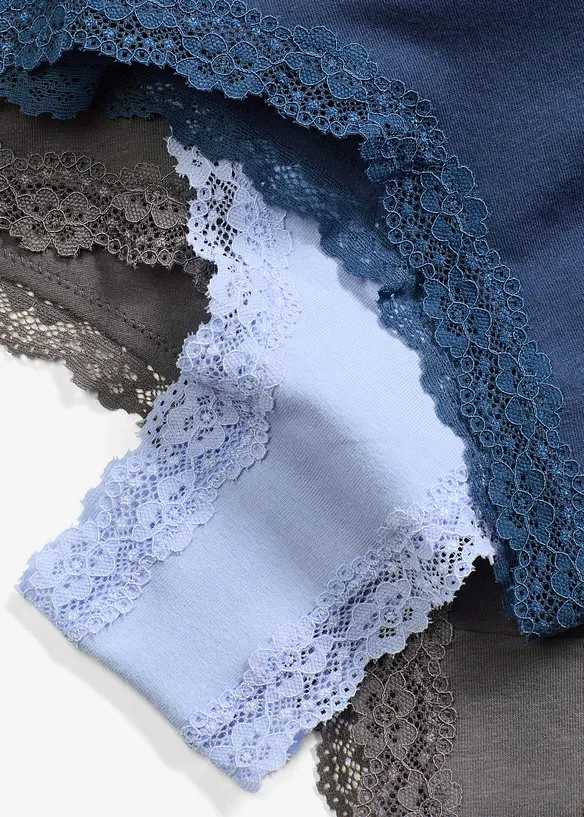 Brazilian slip (set van 4) met biologisch katoen en kant, bonprix