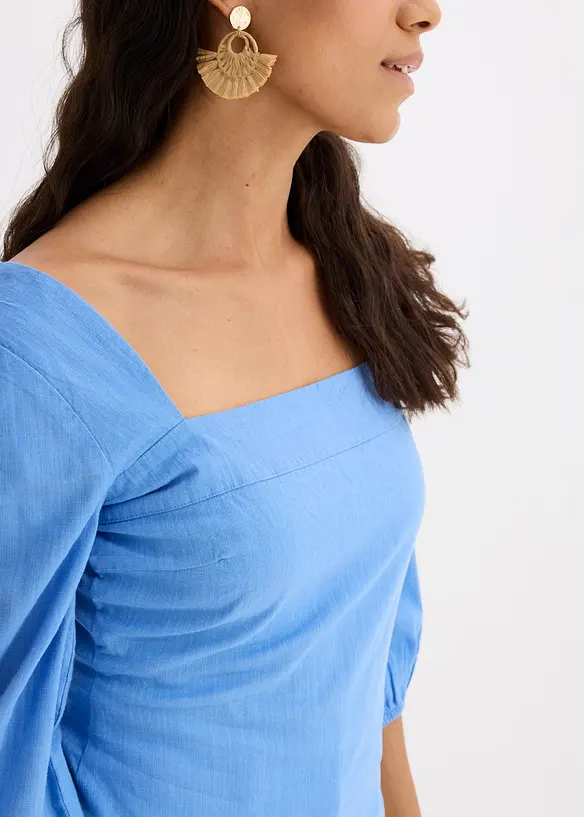 Blouse met pofmouwen en gesmokt detail, bonprix