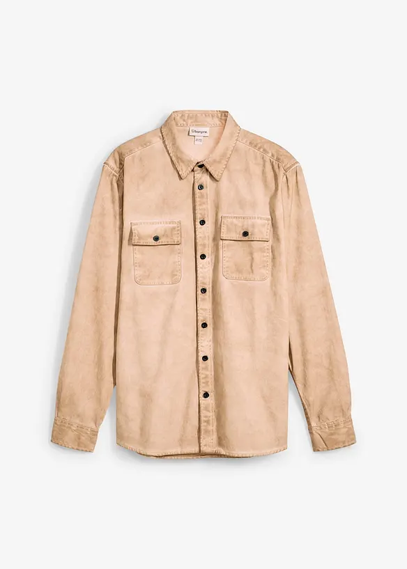 Overhemd in gewassen look, lange mouw, bonprix