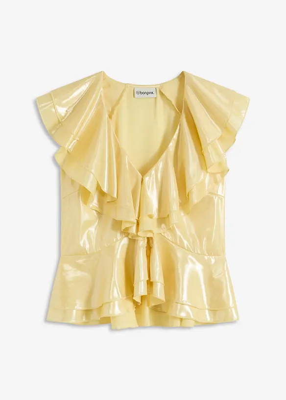 Glanzende blouse met volants, bonprix