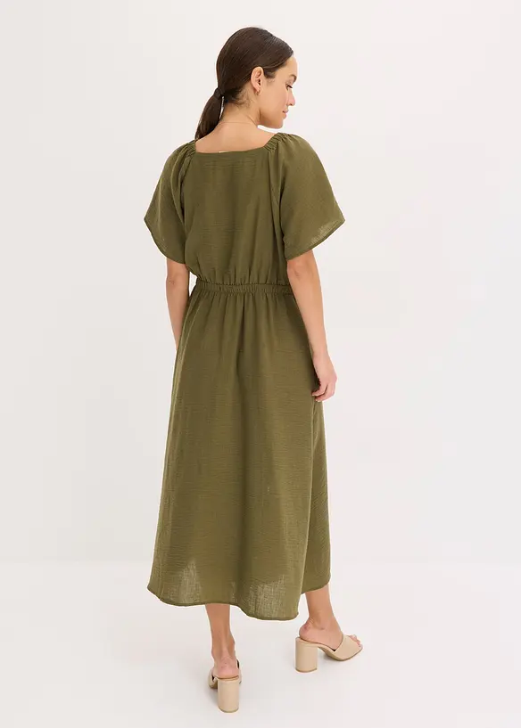 Midi jurk in linnen look, bonprix