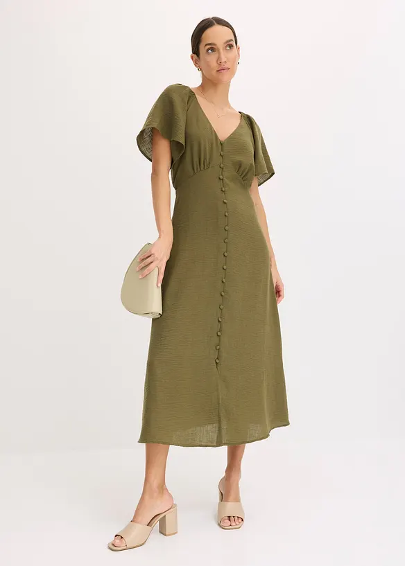 Midi jurk in linnen look, bonprix