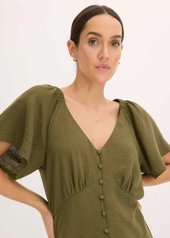 Midi jurk in linnen look, bonprix