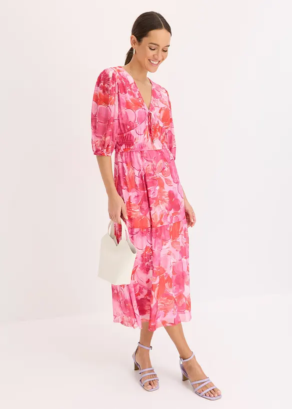 Gedessineerde midi jurk van mesh, bonprix