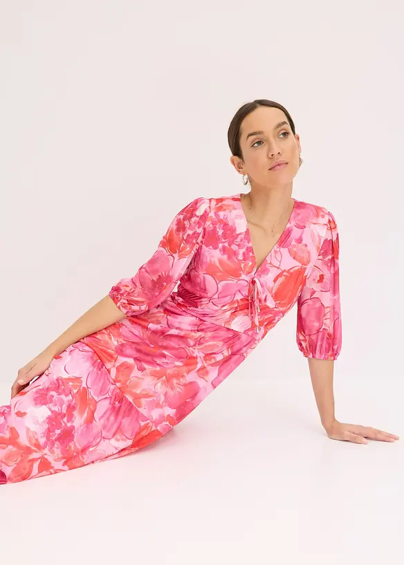 Gedessineerde midi jurk van mesh, bonprix