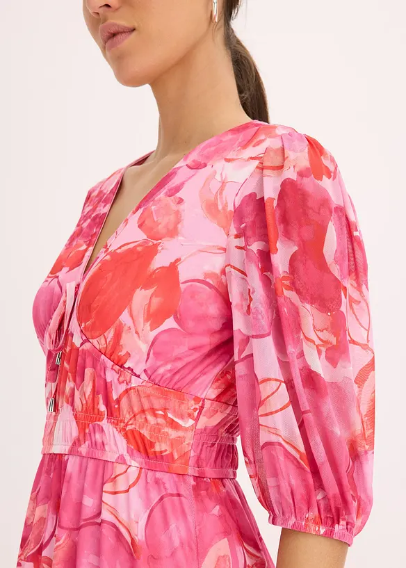 Gedessineerde midi jurk van mesh, bonprix