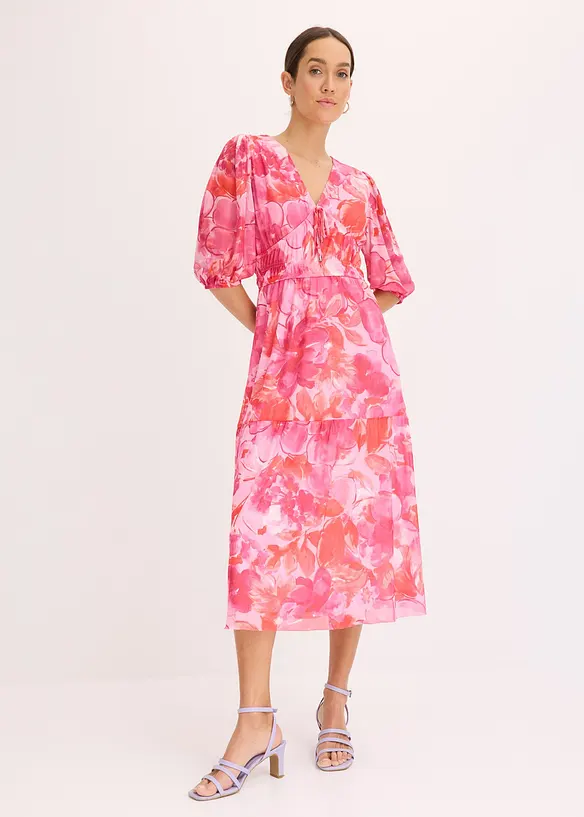 Gedessineerde midi jurk van mesh, bonprix