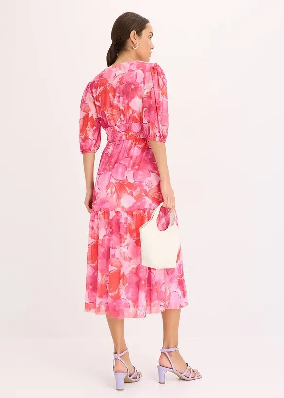 Gedessineerde midi jurk van mesh, bonprix