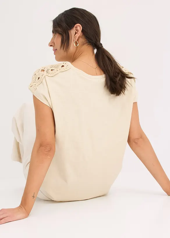 Shirt met gehaakte inzetstukken, bonprix