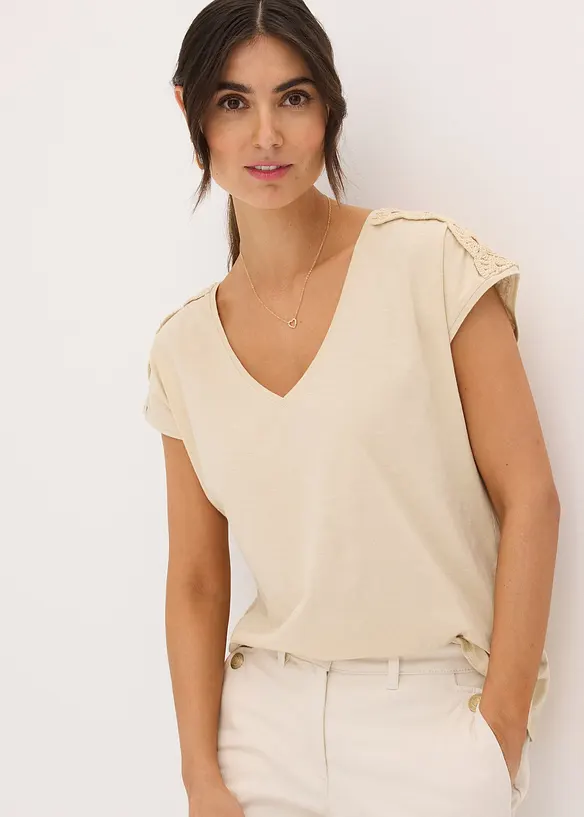 Shirt met gehaakte inzetstukken, bonprix