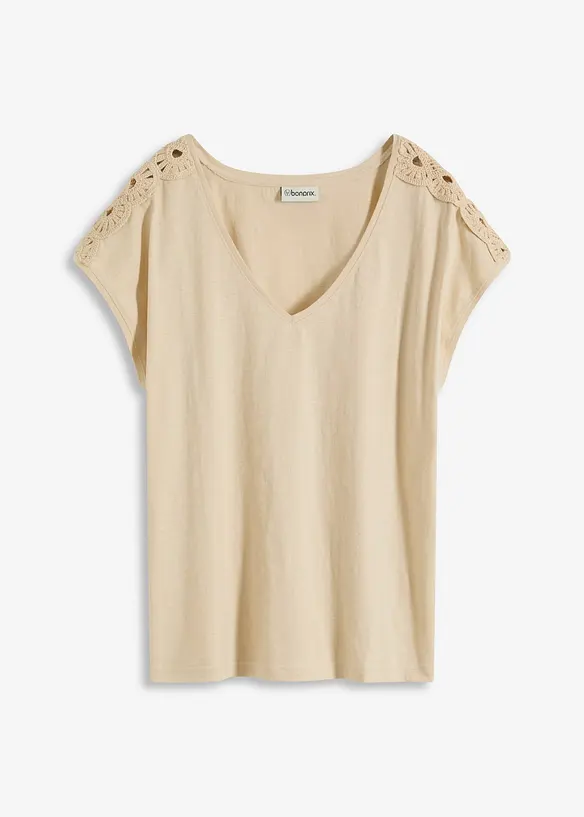 Shirt met gehaakte inzetstukken, bonprix