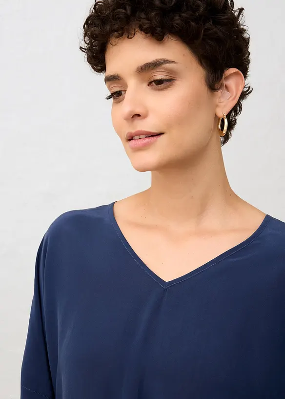 Shirt met zijde en geweven inzetstuk, bonprix