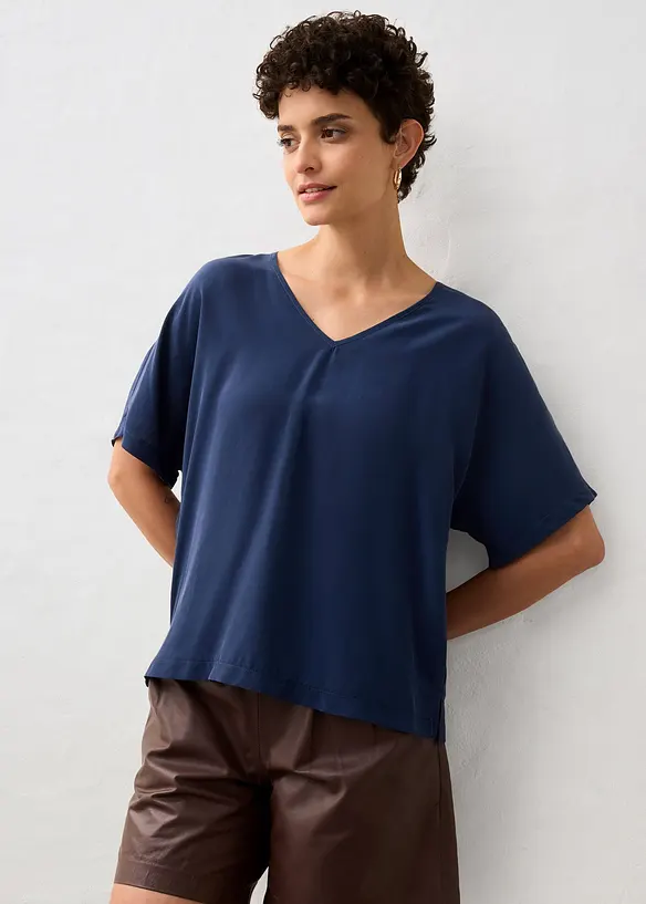 Shirt met zijde en geweven inzetstuk, bonprix