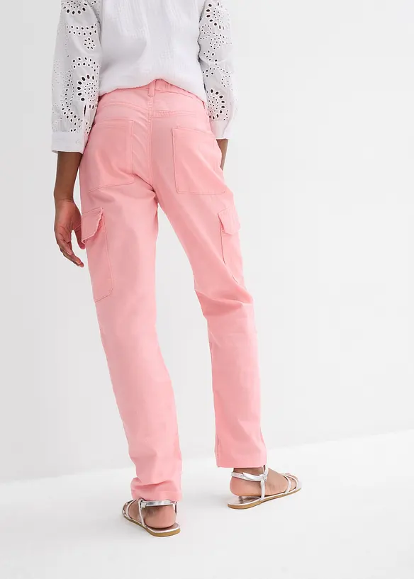 Wijde mid waist cargo twill broek, bonprix