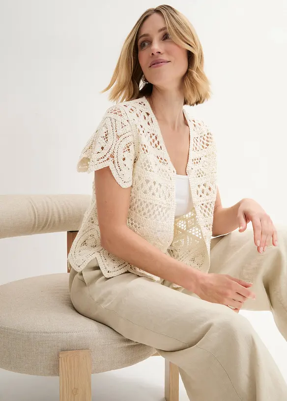 Cropped crochet vest, bonprix
