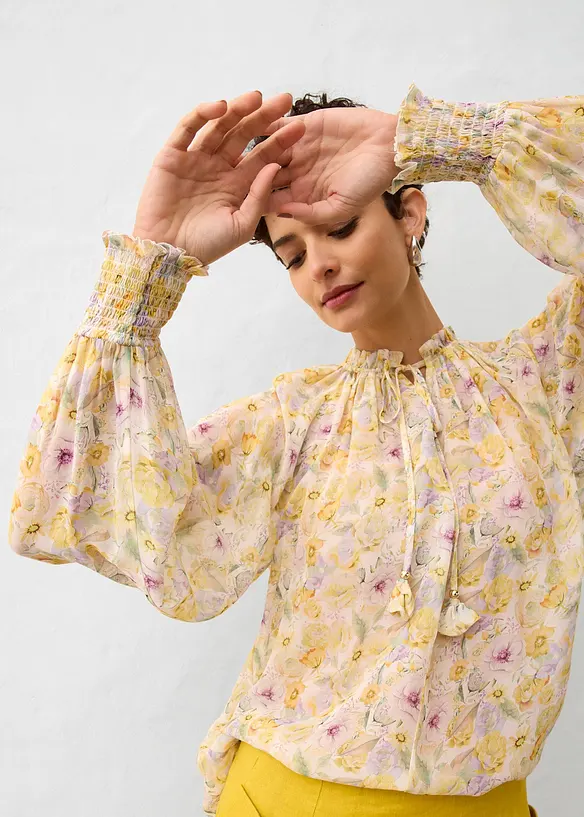 Tuniek met zijde en delicate bloemenprint, bonprix