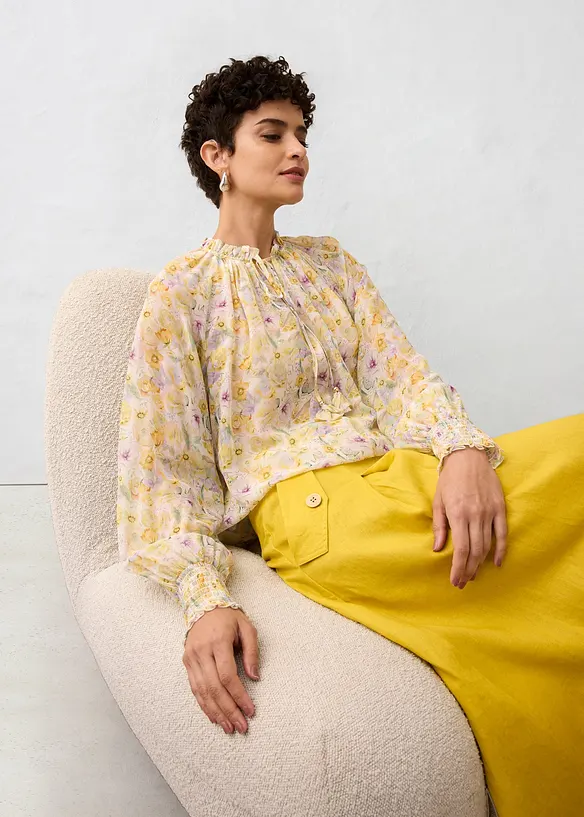 Tuniek met zijde en delicate bloemenprint, bonprix