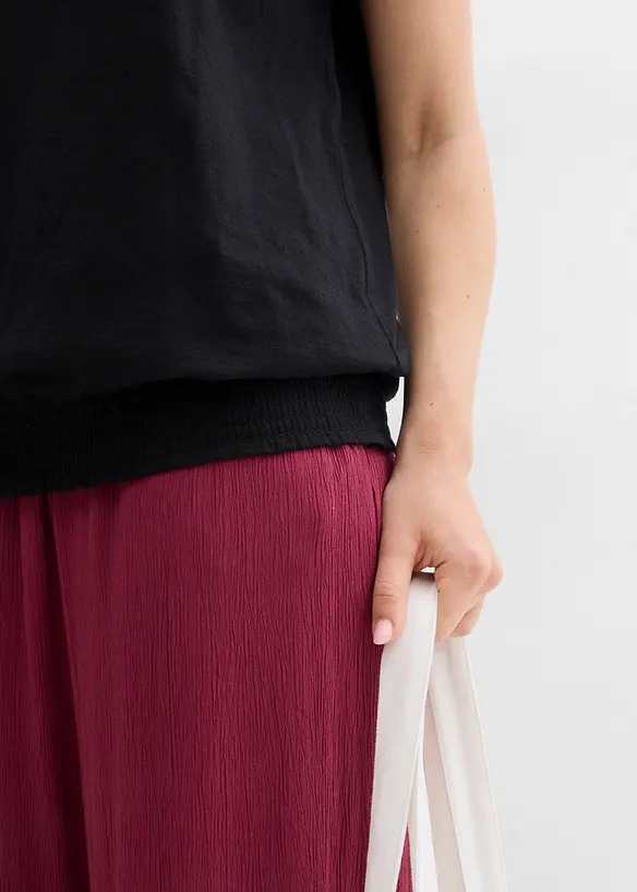 Shirt van effectgaren met gesmokte boord, bonprix