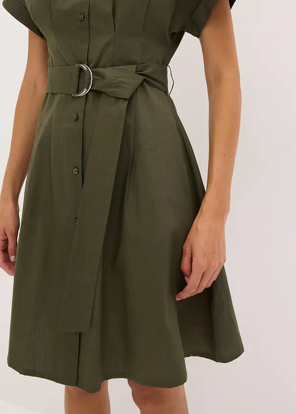 Gebloemde jurk met riem, bonprix