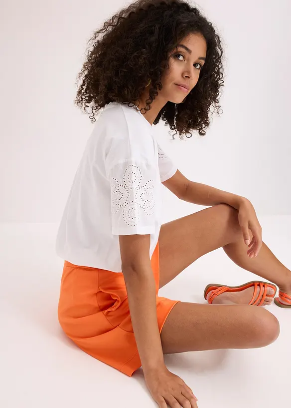T-shirt met broderie anglaise, bonprix