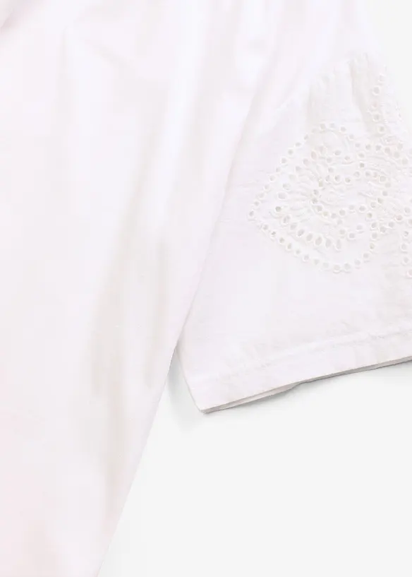 T-shirt met broderie anglaise, bonprix