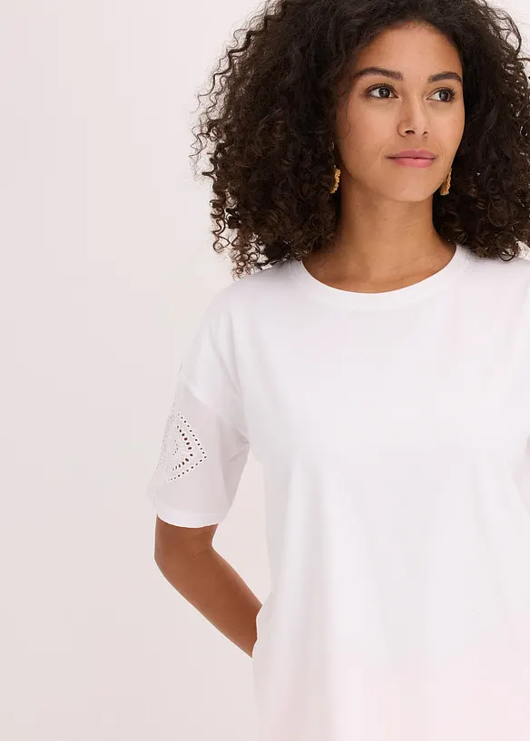 T-shirt met broderie anglaise, bonprix