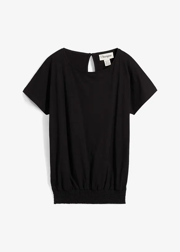 Shirt van effectgaren met gesmokte boord, bonprix