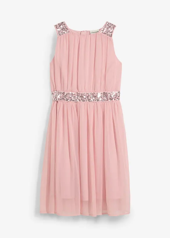 Chiffon meisjes jurk met paillettenband, bonprix