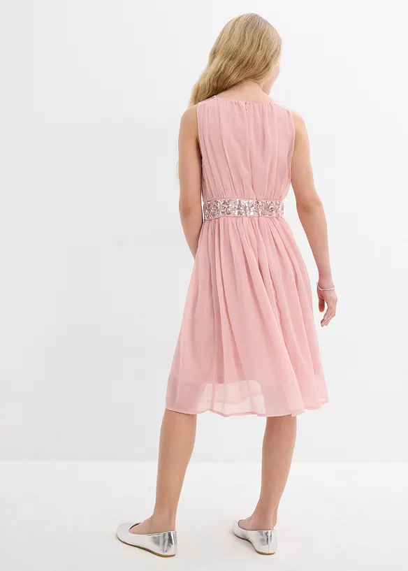 Chiffon meisjes jurk met paillettenband, bonprix