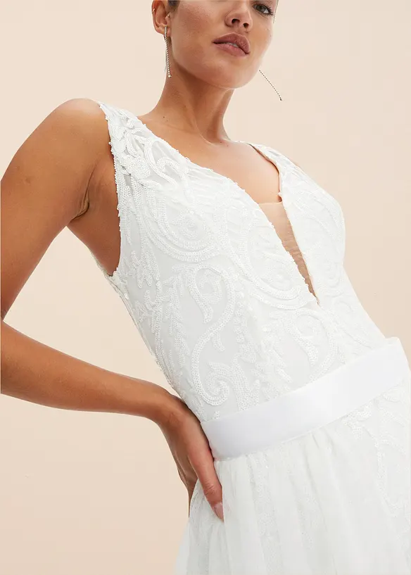 Trouwjurk met pailletten en afneembare tule rok, bonprix