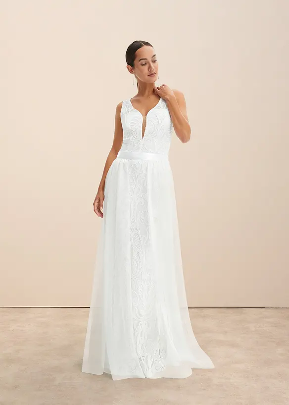 Trouwjurk met pailletten en afneembare tule rok, bonprix