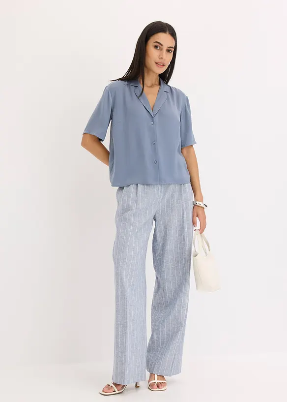 Blouse met reverskraag van satijn, bonprix