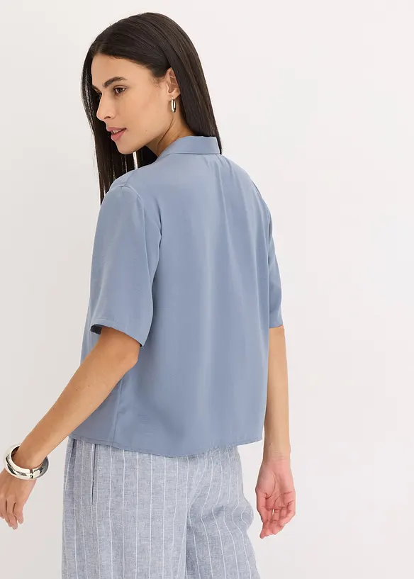 Blouse met reverskraag van satijn, bonprix