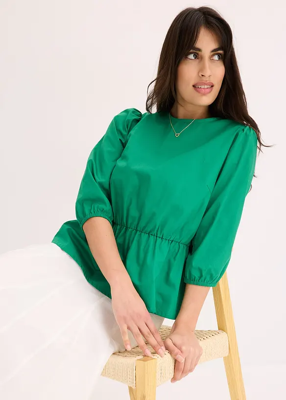 Blouse met pofmouwen en diep uitgesneden achterkant, bonprix