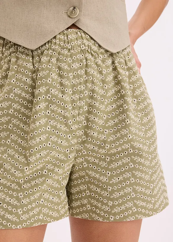 Short met broderie anglaise, bonprix