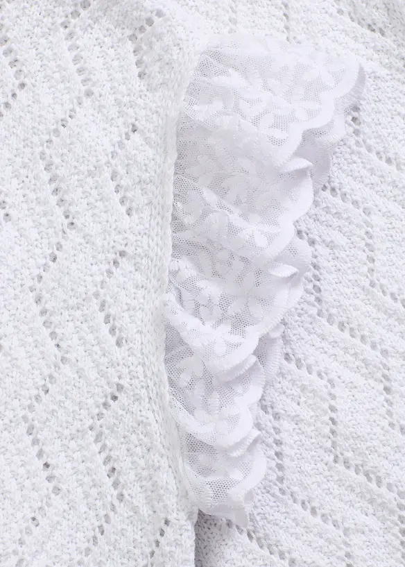 Gebreide top in gehaakte look met kant, bonprix