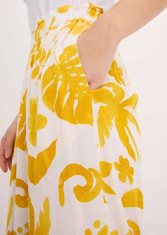Wijde broek met print van gestructureerde viscose, bonprix