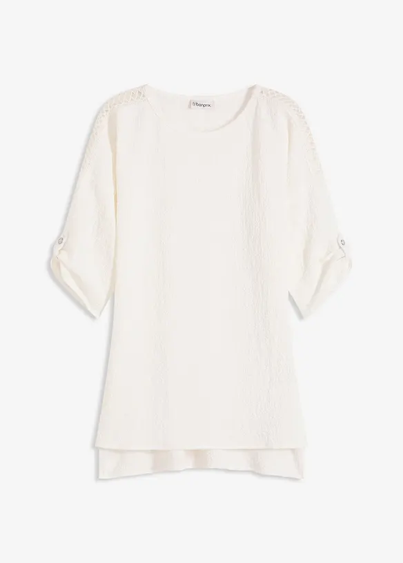 Tuniek met structuur en kanten band, bonprix