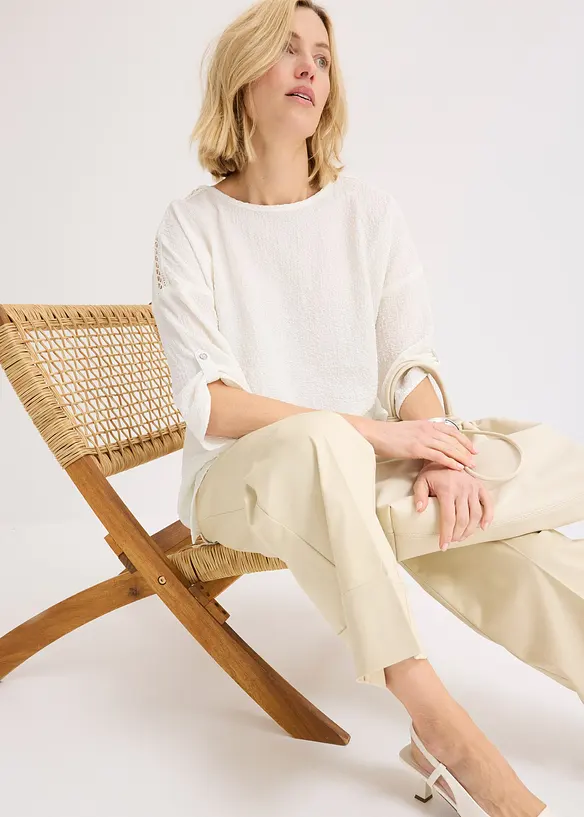 Tuniek met structuur en kanten band, bonprix