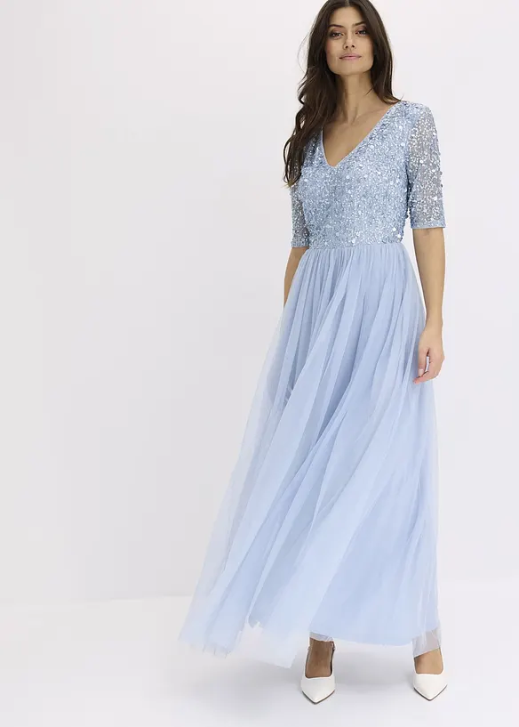 Maxi jurk met paillettenborduursel, bonprix