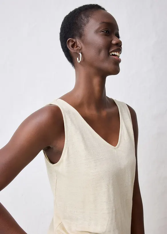 Linnen tanktop, bonprix