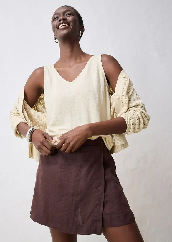 Linnen tanktop, bonprix