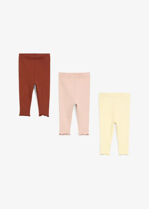 Baby legging met volants van biologisch katoen (set van 3), bonprix