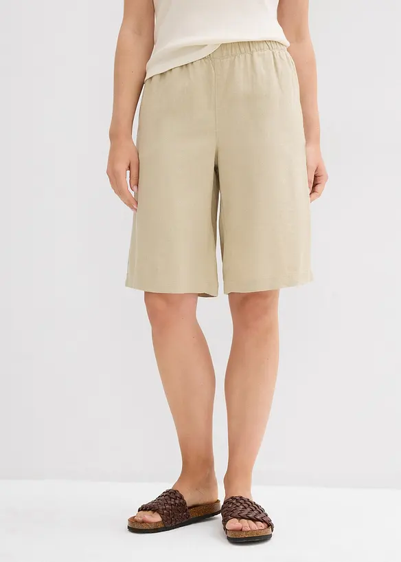 Bermuda met linnen en high waist comfortband, bonprix