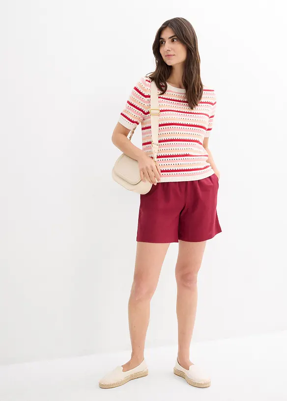 Paperbag short met linnen, bonprix