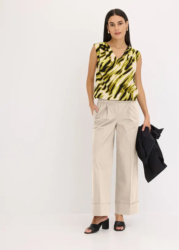 Jersey top met plooitjes en schoudervullingen, bonprix