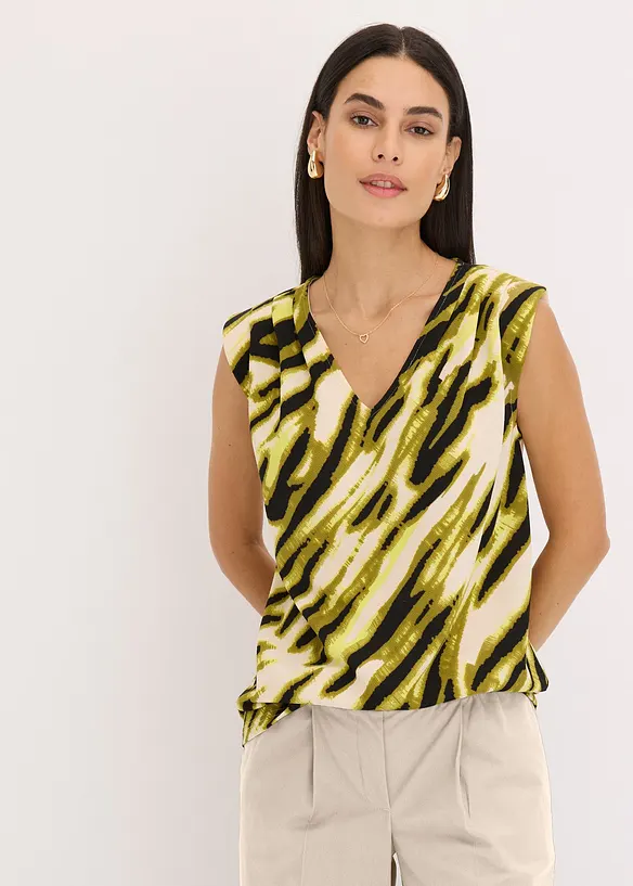 Jersey top met plooitjes en schoudervullingen, bonprix