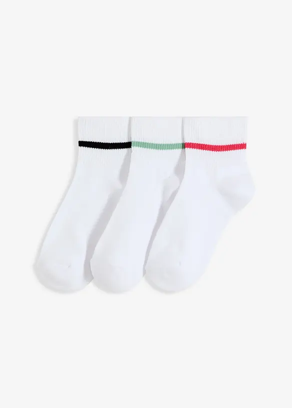 Korte tennissokken met biologisch katoen (3 paar), bonprix