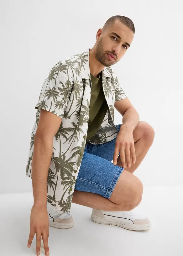 Overhemd met reverskraag en korte mouwen, slim fit, bonprix