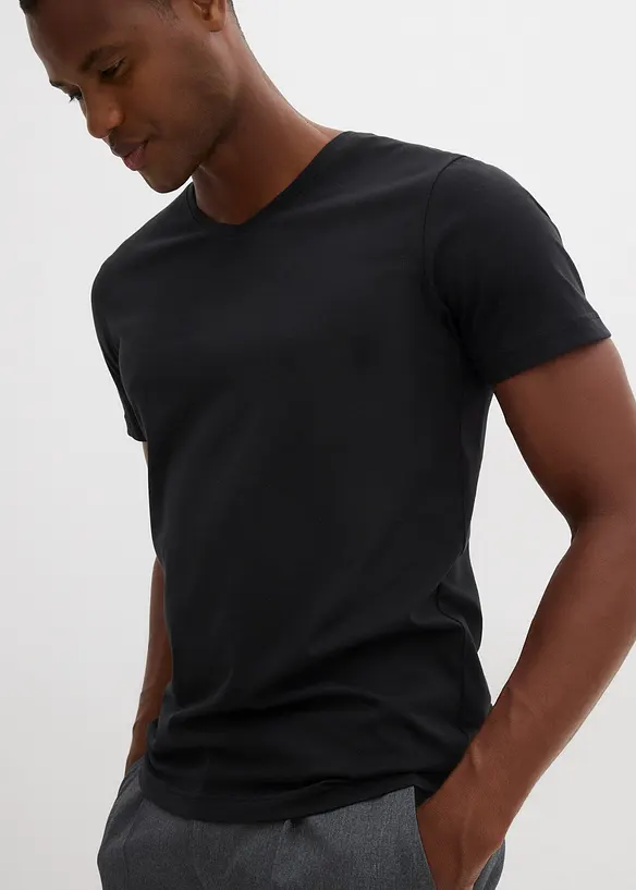 T-shirt met V-hals (set van 5), bonprix
